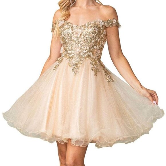 Dancing Queen Dresses & Skirts - NWT Dancing Queen 3349 Rhinestone Homecoming Dress Champagne Size M